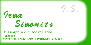 irma simonits business card